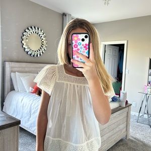 pepin by anthropology cream/white blouse